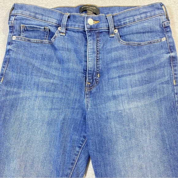 Banana Republic Jeans Women 12 Blue High Rise Slim Raw Hem Cropped Casual Denim - Picture 3 of 13